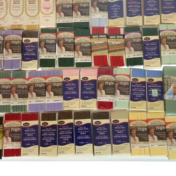 Lot Of 47 Wrights Bias Tapes Quilt Bindings Trims Assorted Colors Sizes New - Picture 8 of 9